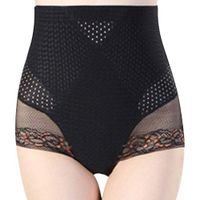 R-GABI Women's High Waist Cotton Shapewear Underwear Panties Breathable Hole Waist Trainer Waist Cincher Trimmer Shorts Black