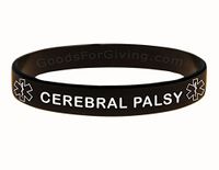 Cerebral Palsy ID Bracelet Wristband - Black - 8 Inches - Standard