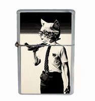 Helo Cat Falling Down Funny Flip Top Oil Cigarette Lighter