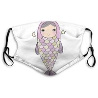 Fashion Comfortable Windproof mask,Fantasy Sea Life Mythological Character Girl in Fish Costume with Crown Moon Stars,Printed Facial Decorations for Unisex M