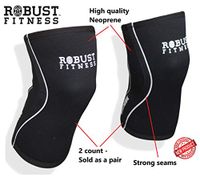 ROBUST FITNESS Knee Sleeves | 1 Pair | Support & Compression for Weightlifting, Power-Lifting & Cross-Training | 5mm Neoprene Sleeve | Women & Men (Black/White, Medium)