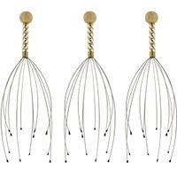 Therapeutic Hand Held Head Scratcher - Scalp Massager for Deep Relaxation & Stress Reduction - Steel Wire Head Massager with Wooden Handle for at-Home Spa Relief and Relaxation (3)