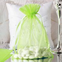 Tableclothsfactory 50PCS Mint Organza Gift Bag Drawstring Pouch Wedding Favors Bridal Shower Treat Jewelry Bags - 6"x9"