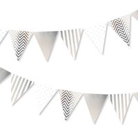 Illume Partyware Celebrate Happiness Silver Dots, Stripes & Chevron Bunting