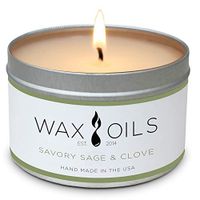 Wax and Oils Soy Wax Aromatherapy Scented Candles (Savory Sage & Clove) 8 Ounces. Single