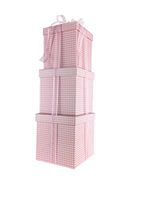Gingham Design Nested Boxes - Set of 3 for Baby Shower, Weddings, and Any Party (Gingham Pink)