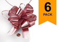 Large Metallic Pink Gift Wrap Pull Bows - 5" Wide, Pink Ribbon Big Pull Flower Bows for X-mas Gifts and Presents, Set of 6