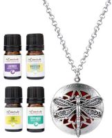 Wild Essentials Dragonfly Essential Oil Diffuser Necklace Gift Set Includes Aromatherapy Pendant, 24" Stainless Steel Chain, 12 Refill Pads and Pure Oils (Lavender, Peppermint, Inner Calm and Zen)