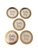 Neviti Patternworks White and Gold Foil Baby Shower Party Favor Stickers (Pkg 25) (Boy)