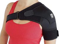 Shoulder Brace Support by Strong AID. for Rotator Cuff Pain AC Joint Dislocated Frozen Tear Injury Adjustable Compression Stability Sleeve (Black, S-M)