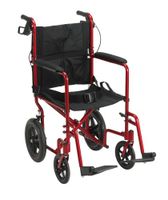 Drive Lightweight Expedition Transport Wheelchair with Hand Brakes, Red, Model - EXP19LTRD