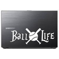 BALL LIFE baseball softball Vinyl Decal Sticker for wall Car Window Tablet PC laptop (5.5" inches, White)