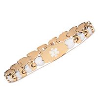 Fashion Golden Double Heart Medical id Bracelet for Women-(8.5)