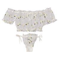 Viviplus 2019 Fashion New Ladies Underwear Women Embroidery Lace Bowknot Strapless Bra Thong Set Sleepwear Pajamas Lingerie Sleepwear Pajamas 2Pc, Clothing