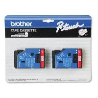 BROTHER TC Tape Cartridges for P-Touch Labelers, 1/2w, Red on Clear, 2/Pack (Case of 3)