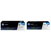 HP 125A Black, Cyan, Magenta, Yellow Toner Cartridges (CB540A, CB541A, CB542A, CB543A) for HP Color LaserJet CP1215, CP1515, CP1518, CM1312, 4 Cartridge Bundle
