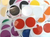 Minilabel 76 Labels , 50mm Diameter Round , Durable Plastic / Vinyl , Mixed Colour Code Stickers