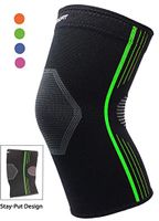 Knee Compression Sleeve Running Premium Quality Stay-Put Design Knee Support for Basketball Crossfit Lifting Arthritis (Green, Medium Single)