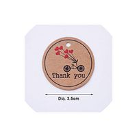 100Pcs Kraft Print Paper Handmade Tag with Love for Wedding DIY Gift Box Tag Candy Dragee Cupcake Handmade Tag,7-Thank You Bicycle