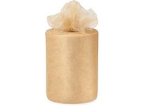 Pack Of 1, Solid Champagne Glimmer Tulle Ribbon 6" X 100 Yards For Special Occasions Such As Christmas & Weddings