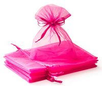 Creative Organza Bags100 Pcs 5x7 inches Hot Pink Sheer Mesh Gift Bag with Drawstring Perfect for Weddings, Party Favors, Candy, Jewelry, Makeup, Goodie, Cosmetics, Bathroom Soaps Pouches, DIY Craft
