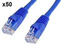 BattleBorn 50 Pack Lot - 5ft Cat5e Cat5 Ethernet Network LAN Patch Cable Cord RJ45 - Blue