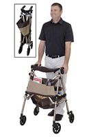 Signature Life Elite Travel Rollator, Lightweight Folding 4 Wheel Rolling Walker for Seniors with Compact Travel Seat and Locking Brakes