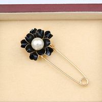Rhinestone Safety Pin Brooch Scarf Coat Gown Pin Wedding Party Suit Jewelry Novelty Creation Aesthetic Beauty Girls Girl Jewerly Design | Item - Black Camellia