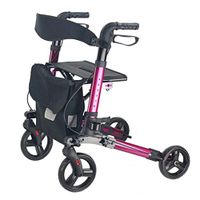 Folding Rollator Walker with Seat & Bag, Height Adjustable & Mobility Lightweight Rolling Adult Walker for Elderly & Senior,Purple