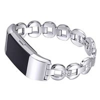 for Fitbit Charge 3 Bands for Women, Aottom Fitbit Charge 3 SE Band Stainless Steel Rhinestone Diamond Replacement Band Wirst Bands Jewelry Bracelet for Fitbit Charge 3 Fitness Accessories - Silver