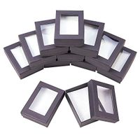 NBEADS 10 Pcs Black Cardboard Paper Jewelry Box, Presentation Box with Padding - Birthday Gift Box - Necklace Box Earring Box Ring Box 3.54"x2.56"x1.1"