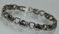 Love Heart Shape Titanium Power Energy Magnet Therapy Bracelet with Strong Magnet Stones (Link Removal Tool Included)- Free “LED Flashlight with Key Chain” with Your Order- 161BR