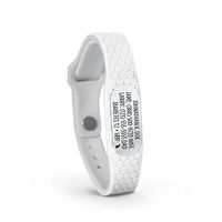 MyID Hive Medical ID - Free Custom Engraving & Free Medical Profile - Store Unlimited Medical Info - Comfortable Silicone - Fits Kids & Adults - Custom Silver Pod (White M/L)