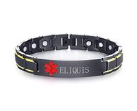 XUANPAI ELIQUIS Stainless Steel Magnet Therapy Medical Alert ID Bracelet for Men Women,Adjustable