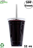 Clear Plastic Disposable Cups with Lids and Smoothie Straws 100 count - 32 oz (ounces) Clear PET Cup for Smoothies, Protein Shakes, Bubble Tea, Iced Coffee, Boba, Fresh Juice, Meal Prep, Party Cup