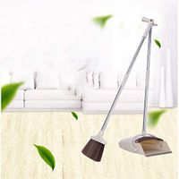 Hisoul Broom and Dustpan Set - Comfortable Grip Clean Long Handled Broom Dustpan Cleaning Combo for Home Kitchen Room Office Lobby Floor Use Upright Stand Up Broom (♥ Khaki)