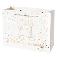 Crisky Welcome to Our Wedding Gift Bags for Hotel Guests, 25 Pcs, White Bag & Rose Gold Foil Text