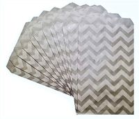 100 pcs 5" x 7" Silver Chevron Print Merchandise Gift Bags Shopping Sales Tote Bags Flat Bags