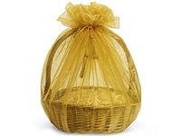 Organza Wrappers- Gold Organza Wrappers 48" Diameter with Tassel Tie Cord (5 Packs; 3 Bags Per Pack) - WRAPS-10827