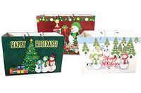 InGENIUS 3 Large Christmas Gift Bags Tote With Handles - 18" Wide x 13" High x 7" Deep - Extra Wide Holiday Shopping Reinforced Bags Big Hanukkah Wrapping Bags Jumbo