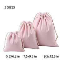 Nuni Cute Pink Pattern Canvas Double Drawstring Pouches Muslin Bags Gift Bags Sacks Sachet Bags for Jewelry Candy Favors Wedding Birthday Party 3 Sizes Available 1-12 Counts (9.5x12.5/3 Bags)