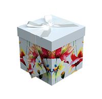 Gift Box 4"X4"X4" - Sonia Collection - Easy to Assemble & Reusable - No Glue Required - Ribbon, Tissue Paper, and Gift Tag Included - EZ Gift Box by Endless Art US