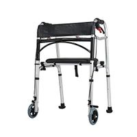 Lyqqqq Elderly Walker Adjustable Height with Seat Pulley Rehabilitation Walker with Hand Brake