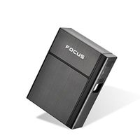 Unishow ® Metal Cigarette Case with USB Lighter Electronic Flameless Windproof Lighters for Men Smooking Tools Accessories (Black-61368)