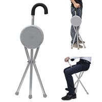 AILSAYA Outdoor Folding Cane Folding Chair for Seat Stainless Steel Casual Elders Cane Three-Foot Stool Stainless Steel Folding Elderly Three-Legged Stool Chair Stick Crutches Camp Portable