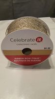 Gold metallic wired ribbon 1 and 1/2 inch by 25 ft