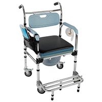 Mandycng 2019 4-in-1 Multifunction Pregnant Women Elder Wheelchair Aluminum Caster Commode Disability Shower Chair Bedside Toilet Bathroom Seat Wheelchair with Brake