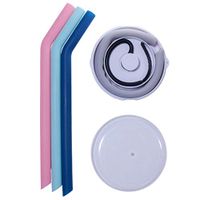Alice In Awesomeland Flexible Reusable Silicone Drinking Straws - 10 Inches x 0.55 Inches Mixed Colors Bent Boba Straws - Includes Silicone Cleaning Brush and Carrying Case for Travel