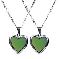 2pcs Mom Dad Heart Mood Photo Frame Change Color Emotion Feeling Necklace Prom Bright Stylish Simple Lovely Cheap Pendant Elegant Jewerly Fashionable