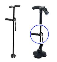 Premium Travel Lightweight Folding Walking Cane with LED Flashlight W/Non Slip Flexible Cane Tip & Extra Handle